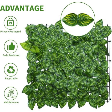 Clôture végétale artificielle en lierre, 0,5 m x 3 m, brise-vue pour balcon, terrasse, jardin, cour. Rouleau de clôture verte avec fausses feuilles de pastèque. (1/4)