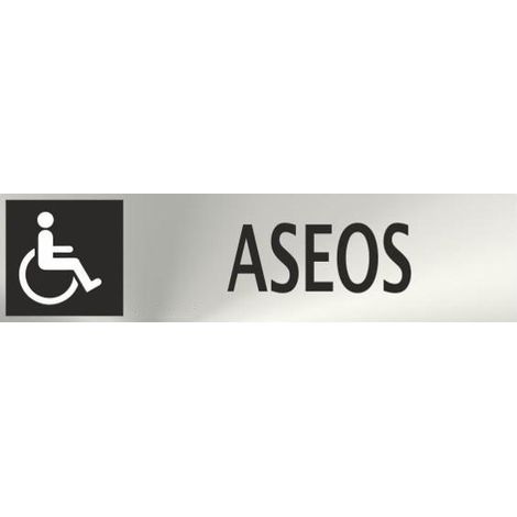 Señal informativa Aseos para minusválidos de acero inoxidable 0,8mm 50x200mm SEKURECO (1/2)