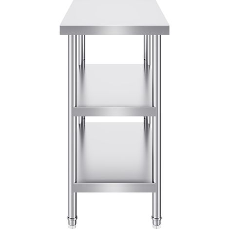 Mophorn 18 x 36 x 34 Zoll Edelstahl-Arbeitstisch zur Lebensmittelzubereitung, robuster gewerblicher Arbeitstisch mit 2 verstellbaren Unterregalen. Ideal für Grillen, Küche, Zuhause und Garage.