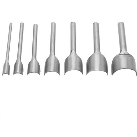 Ensemble de 7 poinçons pour le travail du cuir, outil de poinçonnage manuel en forme de C, demi-rond (10-40 mm) (1/5)