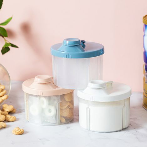 Ensemble de boîtes de rangement triple lait en poudre (3 pièces) Étanche, divisible et sans danger pour les aliments Pour les aliments, biscuits et collations pour bébés (1/5)