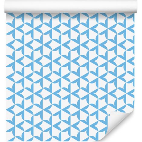 Papel pintado con estampado geométrico azul celeste, centro azul celeste, 50x1000 cm. (1/5)