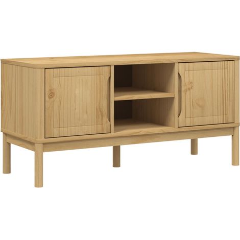Mobile TV multimediale scaffale per televisione televisione buffet sala da pranzo soggiorno camera da letto FLORO cera 114 x 43 x 55 cm legno massello di pino marrone 020027623