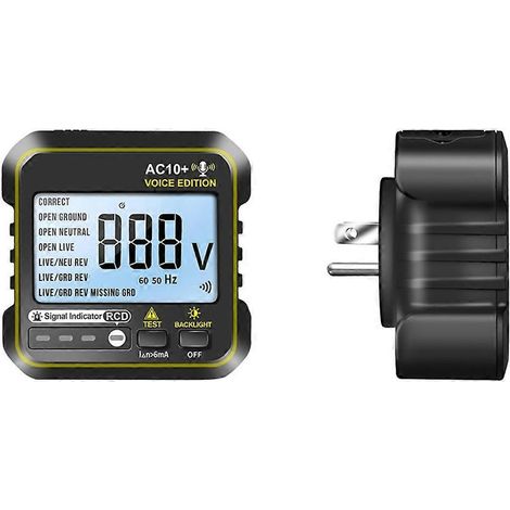 Testeur de prises électriques intelligent AC10+ avec écran LCD - Prise américaine (1/5)