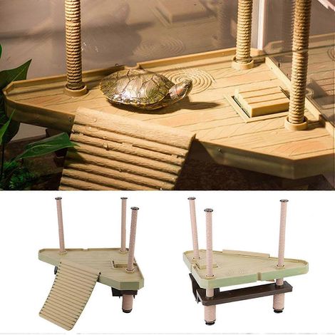 Plateforme flottante plate pour reptiles et tortues, idéale pour se prélasser au soleil ou pour la détente des amphibiens dans un aquarium. Table plate pour aquarium. (1/3)