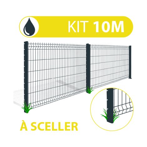 Kit Grillage Rigide Gris Anthracite 30M - JARDIMALIN - Fil 4mm - 2,03 mètre