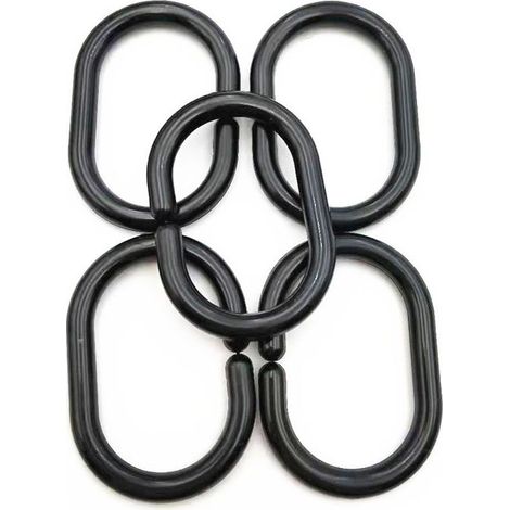 Lot de 100 anneaux coulissants en plastique pour rideau de douche Noir,23.46mm (1/3)