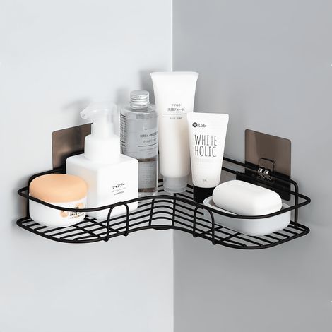 Shower Caddy - Corner Shelf - Adhesive Wall Mounted - Stainless Steel - For Bathroom Kitchen Toilet - 1 Piece (1/5)