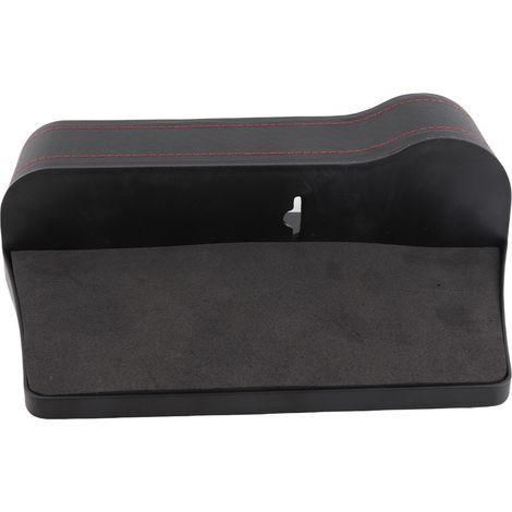 Organisateur interstice siège auto boîte stockage multifonction porte-gobelet accessoire voiture côté passager noir ABS cuir PU 27x14 cm 1 pièce (1/5)