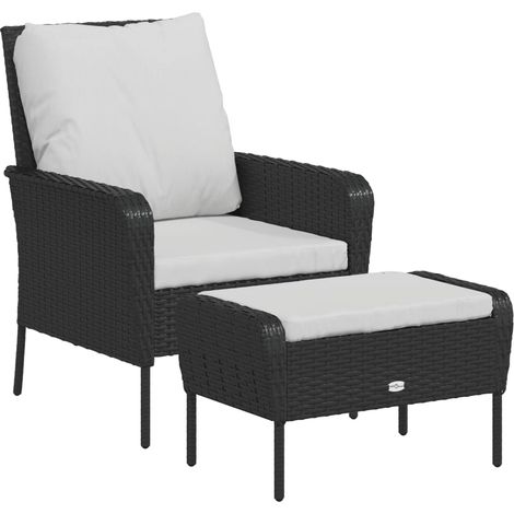 Maison Exclusive - Gartenstuhl mit Fußhocker Schwarz Poly Rattan