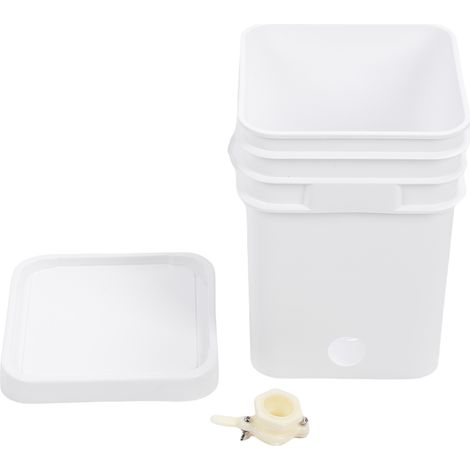 Seau à Miel 20L 39x27x27cm Extracteur Carré en Plastique avec Porte et Couvercle pour Apiculture (1/5)