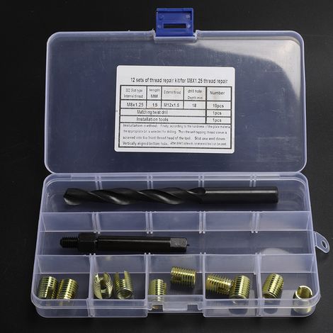 Kit de réparation de filetage M8 x 1,25 (12 pièces) - Outils inclus (1/5)