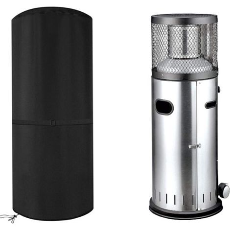 VURAHOME -Housses de Chauffage Extérieur de Protection intempéries Housse de radiateur Patio - Tissu Oxford 210D résistant aux intempéries et aux UV - Rond - 50 x 50 x 120 cm,,noir (1/5)