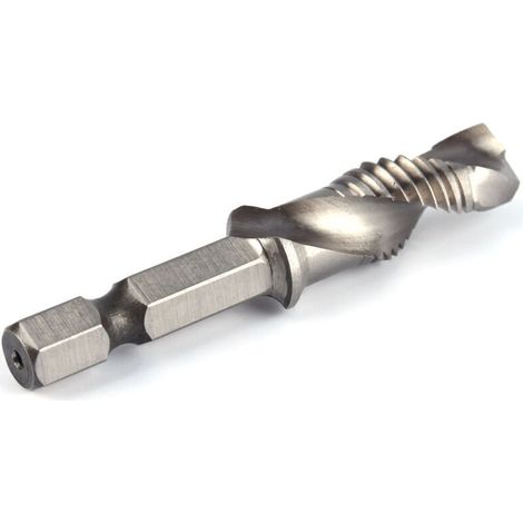 SABIR Foret Taraudeur M10, Foret à Queue Hexagonale 1/4" HSS Pour Tarauder Dans Le Bois, Le Plastique Et L'aluminium, Foret Combiné M10 Et Mèche De Taraud (1/4)