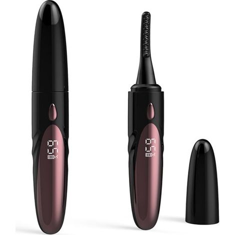 Recourbe-cils électrique rechargeable avec brosse en silicone, 4 niveaux de température, écran intelligent et protection anti-brûlure, pour femmes, noir (1/5)