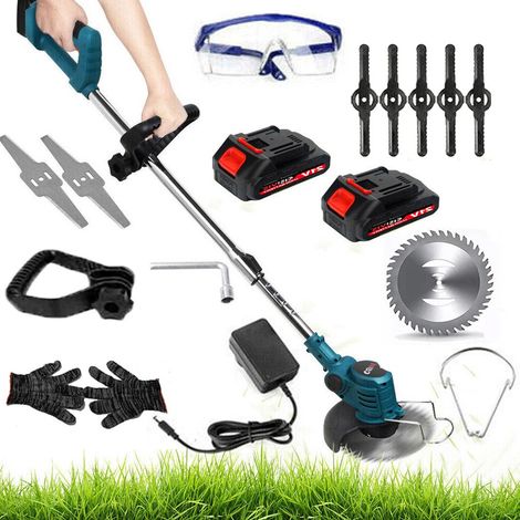 Coupe-bordure à batterie avec 2 batteries 6.0Ah – Chargeur rapide inclus – Moteur 900W – Longueur réglable 98-128 cm – Pour espaces difficiles d'accès (1/5)