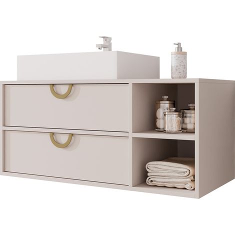 Armoire de salle de bains murale pour lavabo Sodalis, Cachemire, Murale, Le nombre de portes: 0, 45x100x47cm, Stratifié, Nombre de tiroirs: 0 (1/5)