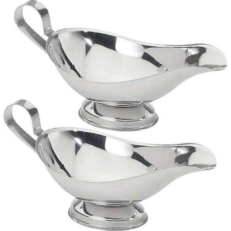 Saucière en acier inoxydable - Élégante saucière avec fond godronné et bec verseur - Saucière en métal pour sauces et vinaigrettes (1/5)