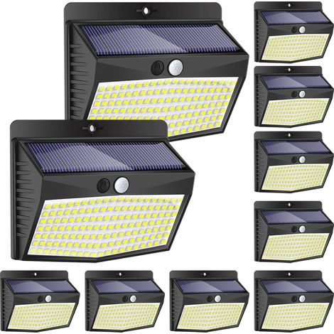 [Lot de 10 Lampe Solaire Exterieur, 138LED Lumiere Solaire Exterieur avec Detecteur de Mouvement Étanche 3 Modes Eclairage Exterieur Solaire Spot Led ​Sans Fil pour Jardin,Terrasse,Garage