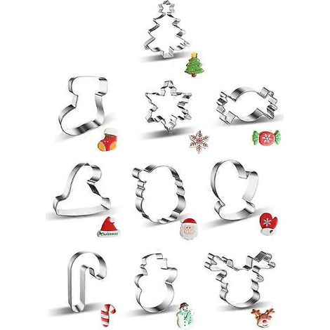 Ensemble de couteaux à biscuits de Noël, emporte-pièces en forme de chaussettes de Noël, bonhommes de neige et Père Noël, coupe-pâte à sucre en acier inoxydable (1/5)