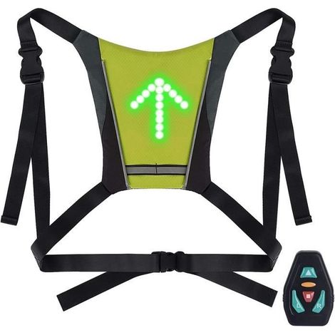 Vélo Réfléchissant Gilet Lumière Sac, Thanmoer Gilet de Cyclisme à LED, Rechargeable USB avec LED Clignotant Télécommande Équipement (1/4)