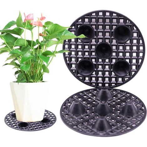 Lot de 4 dessous de pot pour plantes en pot - Rond - Grille de drainage - Protection des racines des plantes - Intérieur et extérieur - 30 cm (1/5)