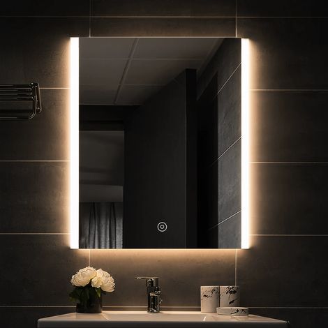 Miroir LED salle de bain 60x80 cm – Interrupteur tactile – Éclairage éco-énergétique (1/5)