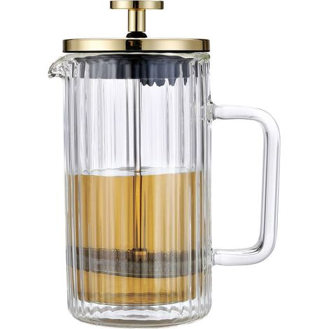 Kaffee- und Tee-Ei Glas 600ml French Press gold KLAUSBERG KB-7760 (1/5)