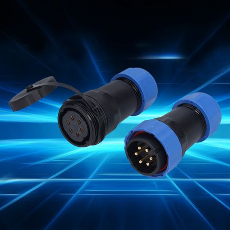 Connecteur étanche SP28 pour l'aviation (IP68), mâle/femelle, 380 V, 25 A, 6 broches. (1/5)