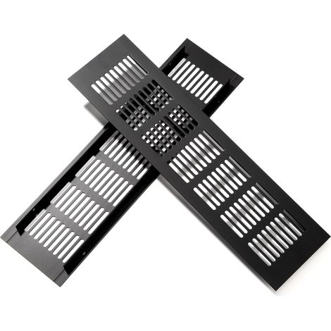 Noir 2 Pièces Grille d'aération en Aluminium Grille de Ventilation Rectangulaire pour la Ventilation des Placards et des Chambres 30x8cm. (1/5)