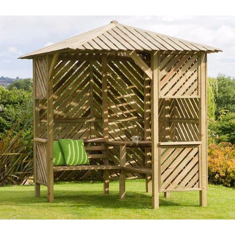 Zest Brighton Corner Arbour Wooden Garden Seat Bench Shelter Gazebo