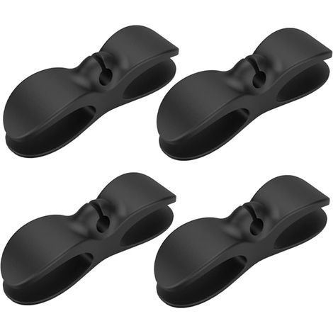Sollbry Organisateur de câbles de bureau pour écouteurs, câbles de chargement et table de chevet  noir, lot de 4 (103 x 28 mm) (1/4)
