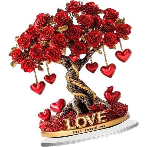 Elegante albero di rose 2D, ornamento in acrilico, Art de-SCB444