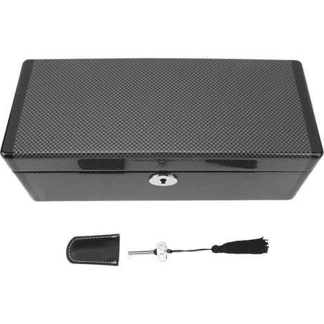 Boîte à montres 4 emplacements velours noir étui de rangement et d'exposition pour bijoux et accessoires de luxe (1/5)