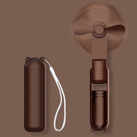 Mini ventilador portátil plegable – Batería integrada, recargable por USB, 3 velocidades, blanco – Para viajes y exteriores