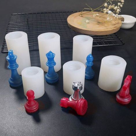 Moule en silicone pour échecs, 1 moule échiquier 3D, 6 moules pour échecs (1/5)