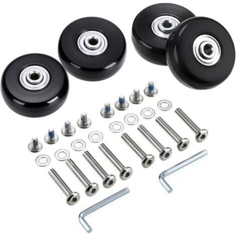 Lot de 4 roues de rechange 50x18mm – Roulettes pivotantes en caoutchouc – Kit complet avec essieux et vis – Pour valises et bagages (1/5)