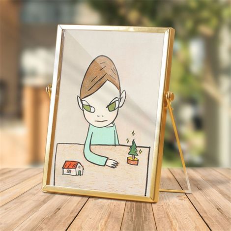 Ornement En Acrylique Cadre Métallique - Étanche - 14,5 cm x 19,5 cm - Style Dessin Animé Doré - Décoration De Table Intérieure (1/5)