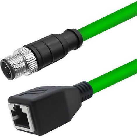 Câble Ethernet CAT6 blindé, 1,5 m, connecteur RJ45 mâle 4 broches vers RJ45 femelle, type M12 D (1/3)