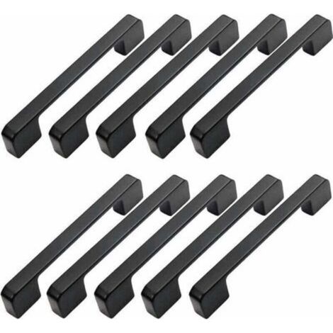 Lot de 10 poignées de meuble, entraxe 160 mm - Poignée de porte de cuisine noire, poignée de barre, poignée de cuisine noire 160 mm (1/4)