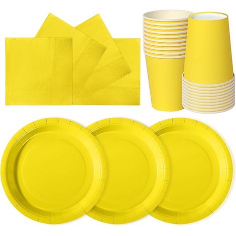72 Pièces Vaisselle En Papier, Assiettes 18 Cm, Gobelets 266 Ml, Serviettes 16,5 Cm, Pour Anniversaire Enfants (1/5)