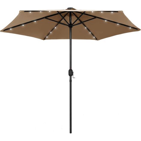 Ombrellone con LED e palo in alluminio 270 cm tortora (1/5)