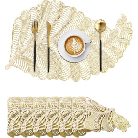 Sets de table feuille lavables, antidérapants, 6 pièces, résistants à la chaleur, protège-table PVC. (1/5)