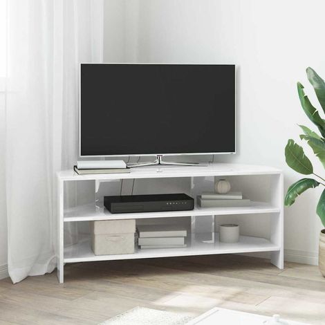 vidaXL MobileTVAngolare Bianco ad Alto Lucido 102x40,5x45cm