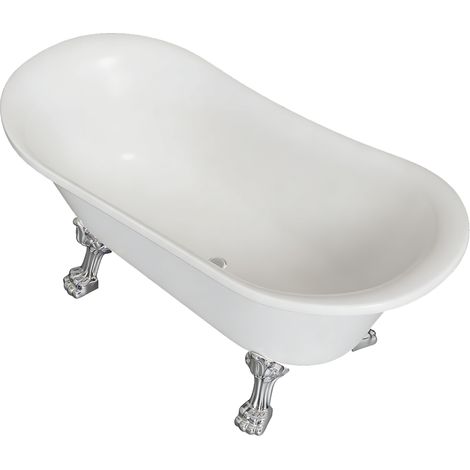 Vasca da Bagno Freestanding Vintage d'Epoca Bianca 170x75cm Rosa piedi argento (1/3)