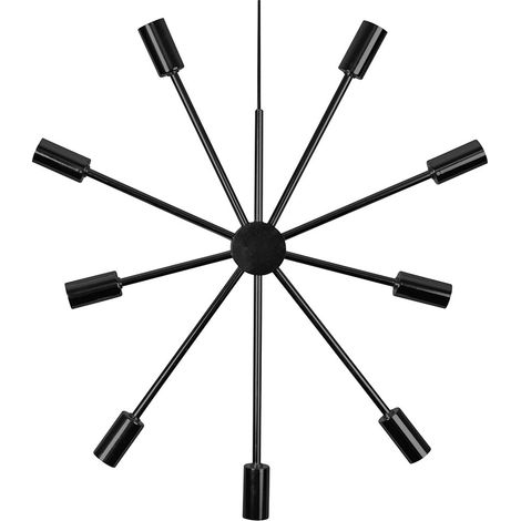 Suspension Star Trading 'Pix' pour 9 ampoules E14, métal noir, en forme d'étoile, fonctionnement sur secteur, Ø 56 cm