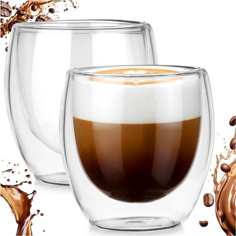 2 verres isothermes à double paroi pour café, thé et autres boissons, 250 ml (1/5)