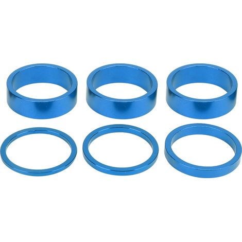 6Pcs Espaceurs de Potence Vélo Aluminium Alliage pour Guidon VTT Bleu (1/5)