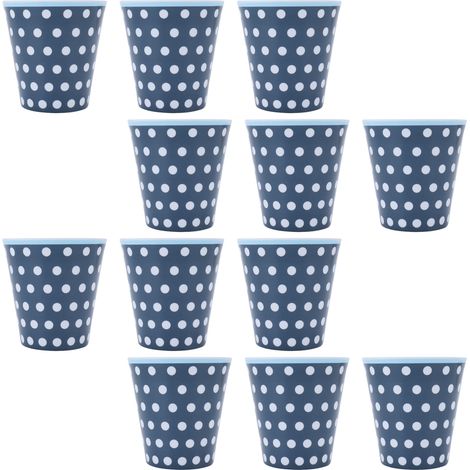 Set mit 12 Melamin-Milchbechern mit blauem Punktmuster – Hitzebeständig und hitzebeständig – Getränkeset für Zuhause und Restaurant (1/5)