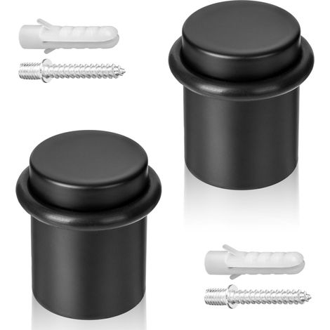 Türstopper Boden zum Schrauben 2x Türaufhalter Edelstahl Ø30x40mm Schwarz (1/5)